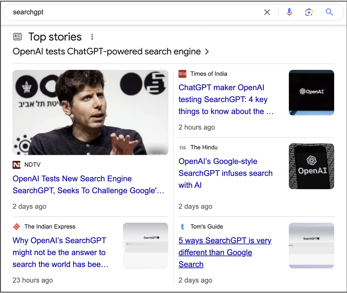 Screenshot from search for (searchgpt)